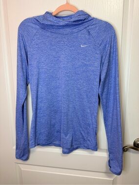Nike Women's Heathered Periwinkle Blue Hooded Long-Sleeve Performance Top